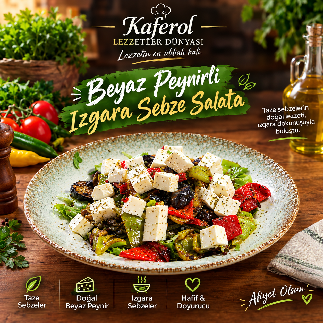 Beyaz Peynirli Izgara Sebze Salata